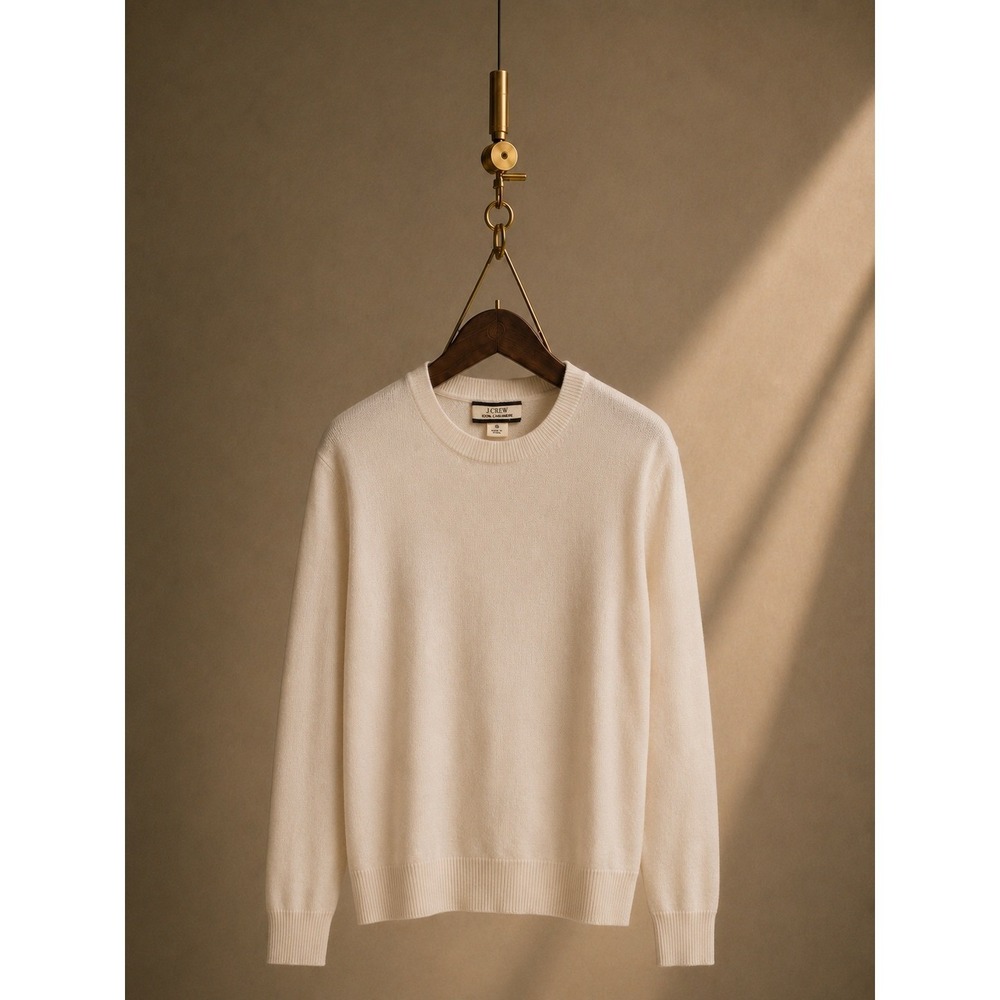 J.Crew 100% Cashmere Crewneck Sweater Cream Soft Luxury Knit Women's Small S